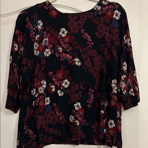 J. Jill Floral Blouse - Black and Red